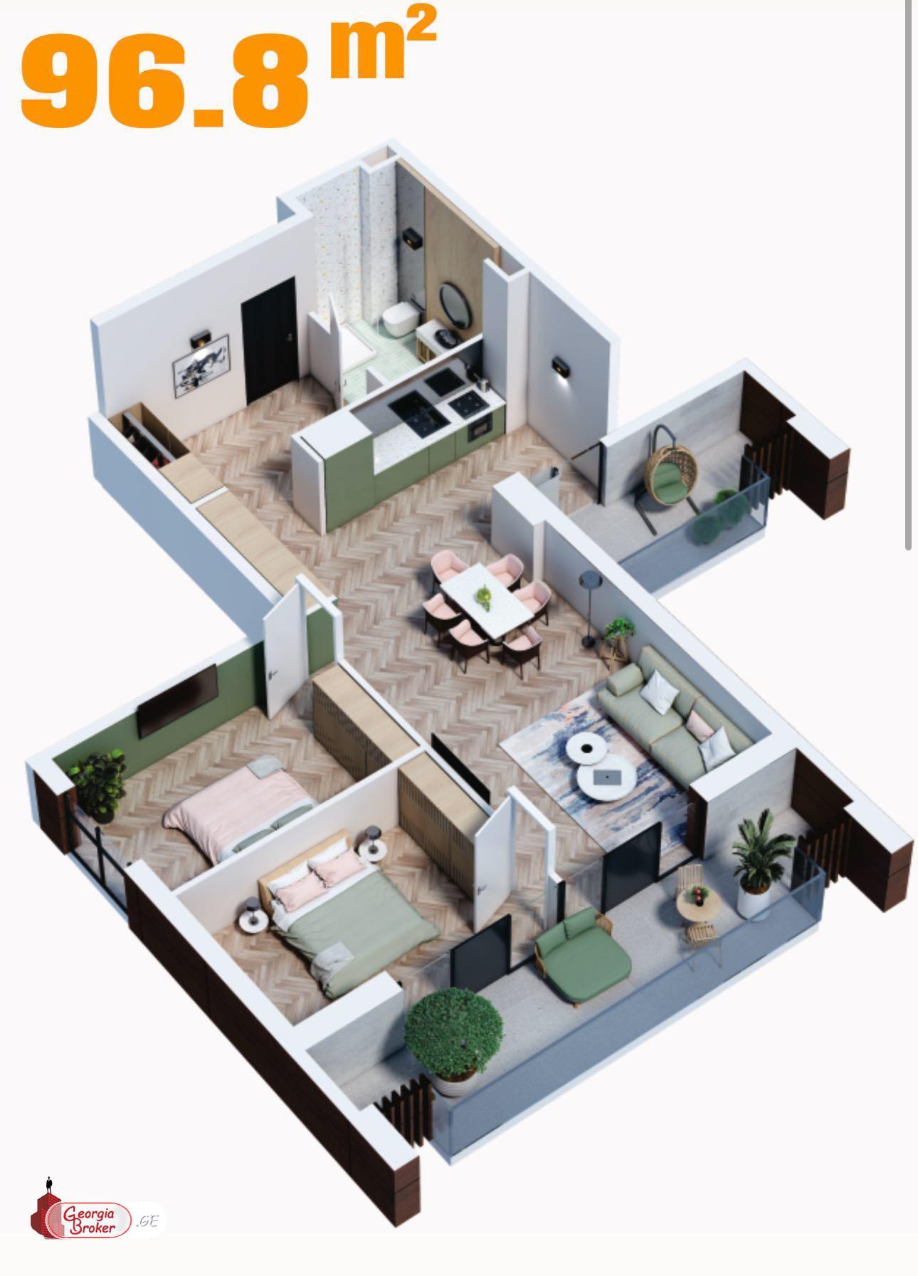 nearly repaired 3-room apartment for sale