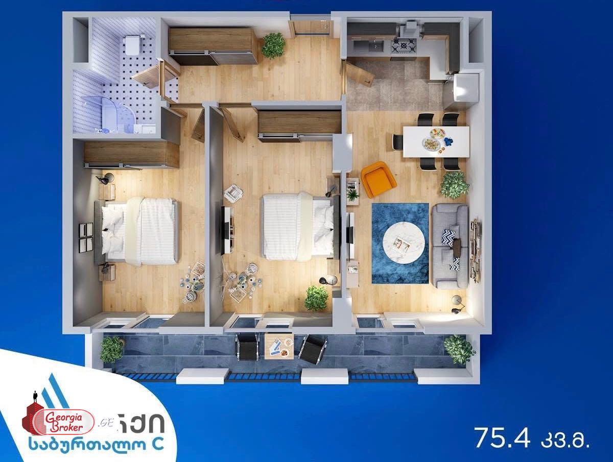 nearly repaired 3-room apartment for sale