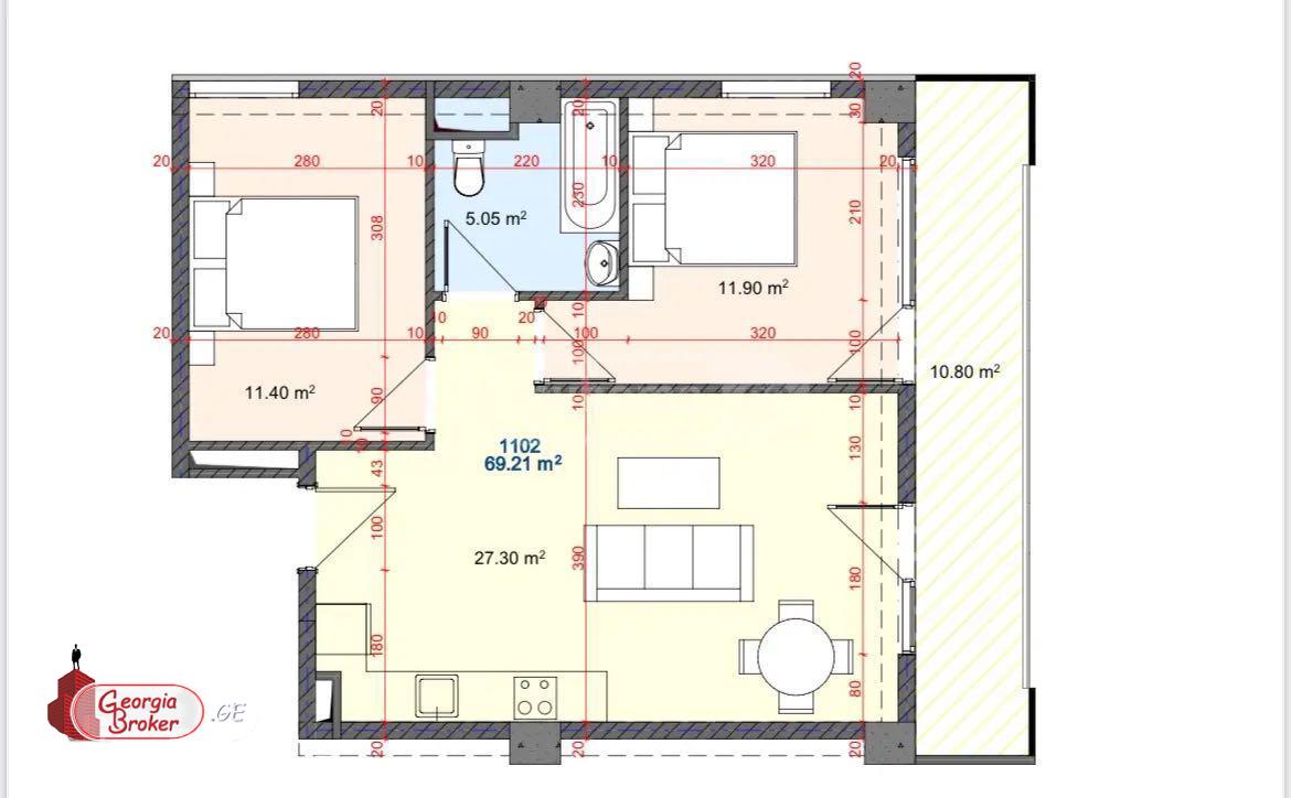 new build 3-room apartment for sale