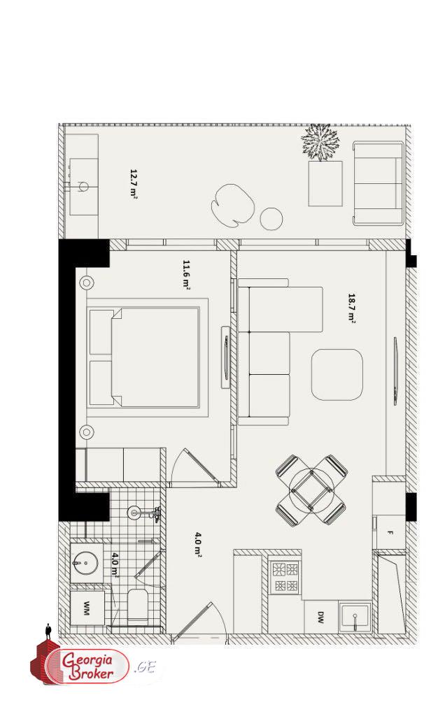new build 2-room apartment for sale