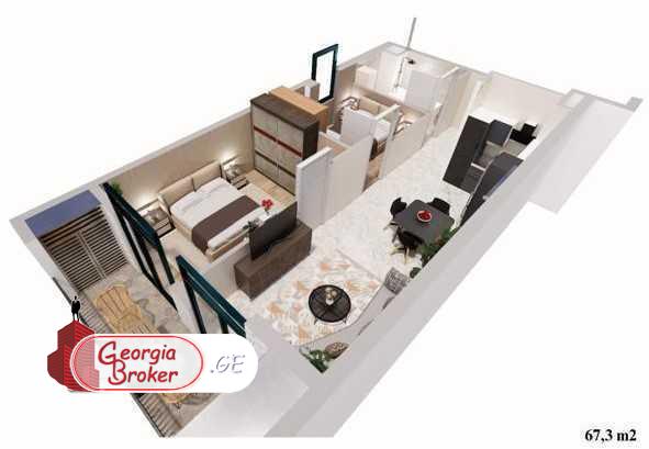 იყიდება ახალი აშენებული 3 ოთახიანი ბინა