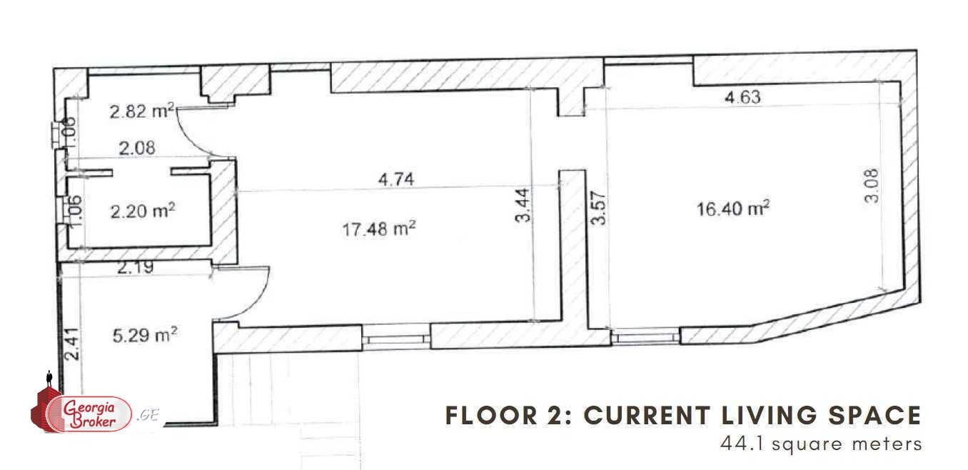 old repaired 2-room apartment for sale